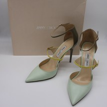 Jimmy Choo Typhoon Lime/Lemon/Pebble Kid &amp; Patent Leather Heels Shoes si... - £273.78 GBP