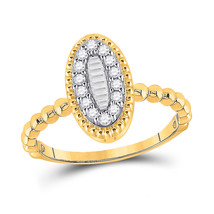 10kt Yellow Gold Womens Baguette Diamond Oval Cluster Ring 1/4 Cttw - £338.52 GBP