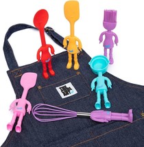 6-Piece Silicone Kids Cooking Set with Denim Apron and Utensils - £34.13 GBP