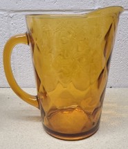 Vintage Hazel-Atlas 2-Qt Pitcher of Amber Glass with Diamond Optic Pattern - $21.89
