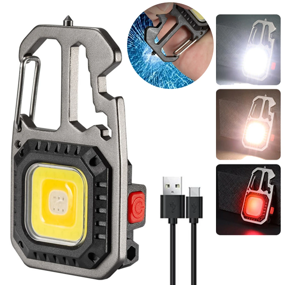 Mini Multifunctional LED Flashlight Keychain Strong Light Portable Corkscrew - £9.25 GBP+