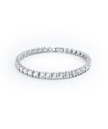 Authentic Crislu Accented Solitaire Tennis Bracelet in Platinum (8.55 ct.) - £165.87 GBP