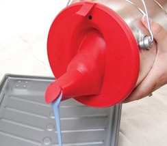 1 Gallon PAINT CAN LID w/ store &amp; pour spout RED Silicone sure SHUR-LINE... - $21.68