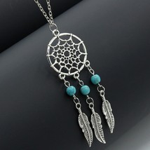 Summer Sale! Boho Turquoise Tassel Feather Necklace - £11.72 GBP