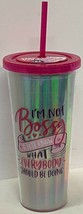 &quot;I&#39;m Not Bossy I Just Know What Should Be Doing&quot; Reusable 24 Oz Cup W/ Straw - £10.10 GBP