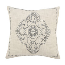 20&quot; X 20&quot; Off-White And Navy 100% Cotton Abstract Zippered Pillow - £44.51 GBP