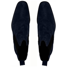 Giovacchini By Belvedere Italian Chelsea Boot Suede Leather Milano Blue image 3