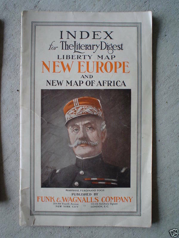 1920 Booklet Funk &amp; Wagnalls Index New Europe Map - $17.82