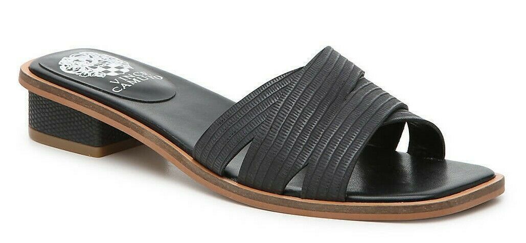 Primary image for Vince Camuto Yedelle Leather Slip On Sandals, Multiple Sizes Black VC-YEDELLE