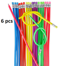 6 Pieces 12&quot; Bendy Flexible Pencil With Eraser For Kids Writing School S... - $7.66