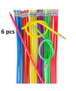 6 Pieces 12&quot; Bendy Flexible Pencil With Eraser For Kids Writing School S... - €6,55 EUR