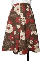 Express Design Studio Women&#39;s A-Line Skirt Knee-lenght Brown Floral Print Back 4 - £7.56 GBP
