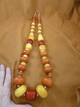 (V-601) Huge Chunky orange yellow African Moroccan Copal AMBER 34&quot; long Necklace - £543.24 GBP