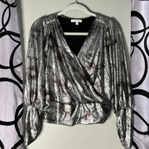 Maison d&#39; Amelie Paris Metallic Crossover Shimmer Blouse Size S-Evening Party - £14.88 GBP