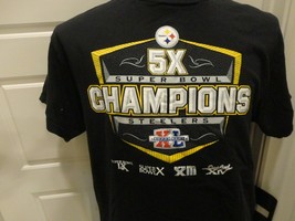 Black Pittsburgh Steelers 5X Super Bowl Champs Super Bowl 40 Cotton T-shirt Sz L - £19.38 GBP