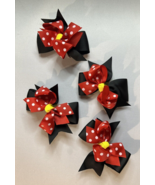 Hair Bows ~ Minnie Mouse style red/white dots bow barrette clips - $8.00 CAD