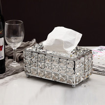 New Crystal Tissue Box Cover Home Napkin Holder Rhinestone Tissue Storag... - £19.65 GBP