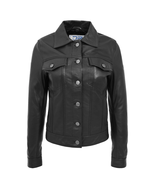 DR213 Women&#39;s Retro Classic Levi Style Leather Jacket Black - £119.65 GBP