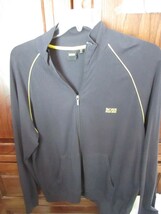 Hugo Boss Mens Zip Up Lightweight Jacket Jog Top XL Navy Blue Yellow Piping - $272.43 MXN