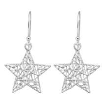 Unique Intertwined  Tangled Star Sterling Silver Dangle Earrings - £10.81 GBP