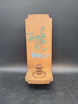 Vintage Abstract Signed Wooden Wall Sconce With Frog Water Candle Kirk R... - $24.18