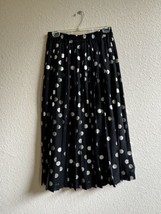 Vtg 90s CLIO Black Gold Pleated Polka Dot Maxi Long Skirt Women’s Size M Medium - £29.75 GBP