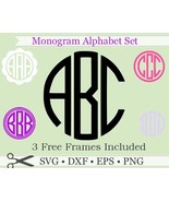 Round Monogram SVG, EPS, DXF, Png Files, Three Letter Monogram +3 Free F... - £2.35 GBP