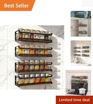 Versatile Wall Mounted Spice Rack - 4 Pack Rustic Wood with 16 Hooks &amp; G... - $44.50