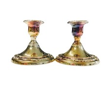 2 ONEIDA Candle Holders Silver Plate 4.25 in Tall Raised Vtg Shows Wear ... - $24.74