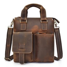 2022 New Vintage Men Casual Tote Solid Handbags Crazy Horse Leather Briefcase Sh - £133.26 GBP
