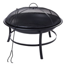 26&quot; round Iron backyard Outdoor Wood Burning Fire Pit Lightweight portable Black - £35.86 GBP+