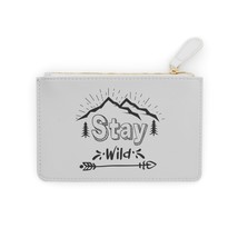 Stay Wild Mini Clutch Bag: Personalized Vegan Leather Bag with Zip Closure, Saff - £20.51 GBP