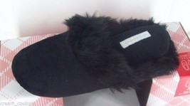 Macy&#39;s Charter Club Black Fur Trim Plush Women&#39;s Slippers Sz S 5 6 NEW $24 COMFY - £8.79 GBP
