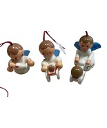3 Kathe Wohlfahrt Christmas Ornaments Wooden Angels with Baby Dolls Stro... - £28.32 GBP