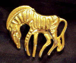 Zebra Horse Scatter Pin 1 3/4&quot; Figural Brooch VTG Gold Plate Art Deco  - $281.30 MXN