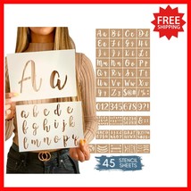 Boutique 45-Piece Calligraphy Stencil Set - Includes Floral Designs &amp; Le... - $39.76