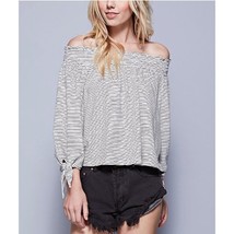 Free People Off-White Black Stripe Off-Shoulder Top Size XS - £17.89 GBP