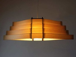 Jjlamp Model Ceiling pendant lamp shade PINE Wood VENEER Brazil Hanging Lighting - £184.29 GBP