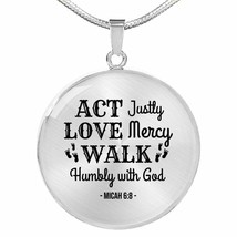 Walk Humbly With God Circle Necklace Stainless Steel or 18k Gold 18-22&quot; - £34.13 GBP+