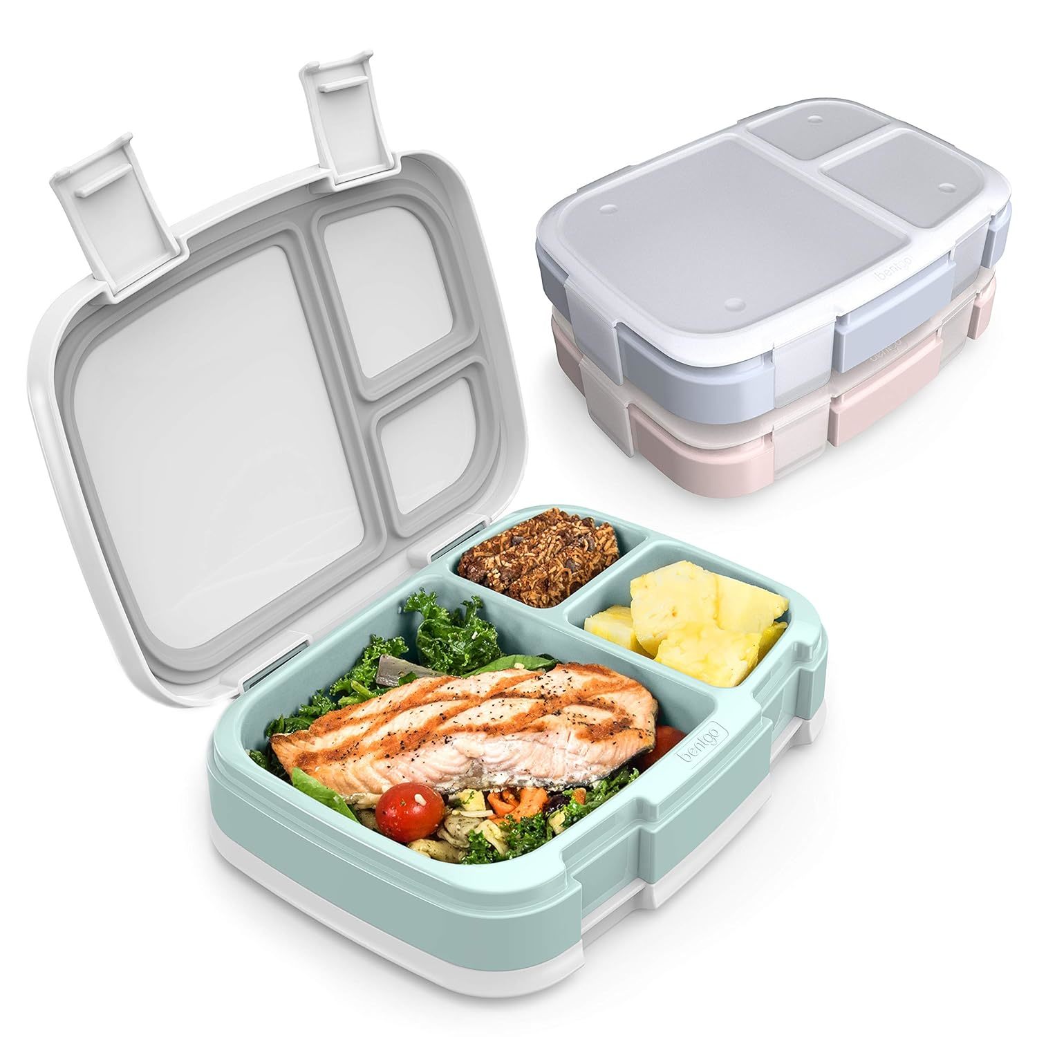 Fresh 3-Pack Meal Prep Lunch Box Set - Reusable 3-Compartment Containers For Mea