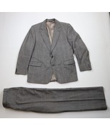 Vtg 70s Streetwear Mens 44R Wool Houndstooth 2 Piece Wedding Suit Bell B... - $270.73 CAD