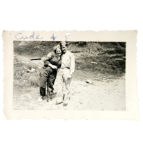 1940s WW2 Real Photograph Unknown Military Soldier And Wife Antique Phot... - $27.10 CAD