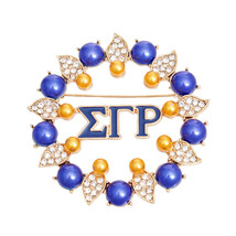 Brooch Blue Gold Sigma Pearl Pin for Women - $797.22 MXN
