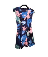 VINCE CAMUTO Size 2 Navy Blue Fit &amp; Flare Floral Dress Back Zip Professi... - £18.32 GBP