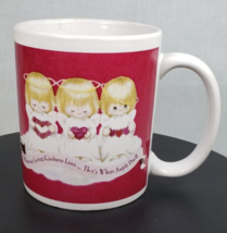 Vintage RARE Red Valentine Hallmark 3 Angels Coffee Tea Mug Cup - $25.34