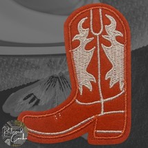 Cowboy Boot in Orange and White Iron On Patch Applique Embellishment - $4.00