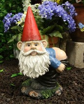 13.5&quot;H Large Naughty Fun Prank Bare Butts Mooning Grumpy Garden Gnome Statue - £60.73 GBP