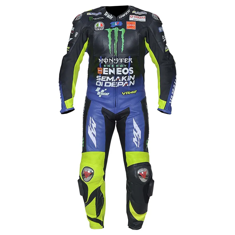 CUSTOM YAMAHA VR BLUE/BLACK MOTORCYCLE 1&amp;2 PIECE LEATHER SUIT CE-APPROVE... - $229.00