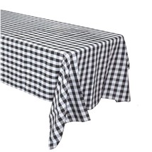 Blue and White Checkered Buffalo Plaid Gingham Fabric Rectangle Tableclo... - £14.31 GBP+