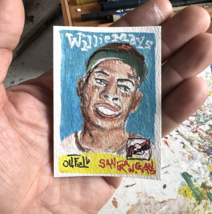 Willie Mays Original Artwork By Sergio Santos Baseball Card Size 2.5x3.5in - £56.51 GBP